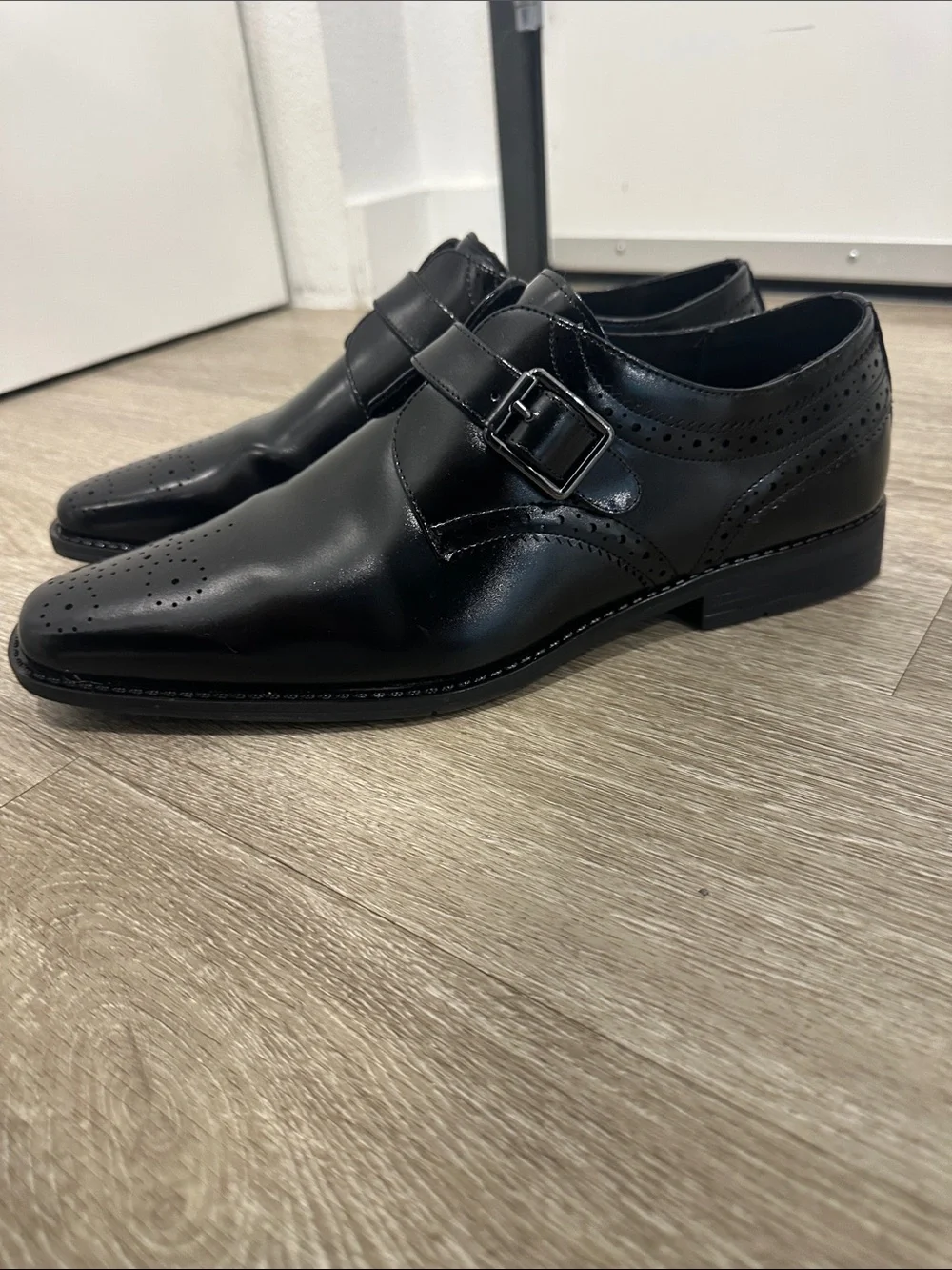 Men's Stacy Adams Kinsley Black Leather Monk Strap Dress Shoes